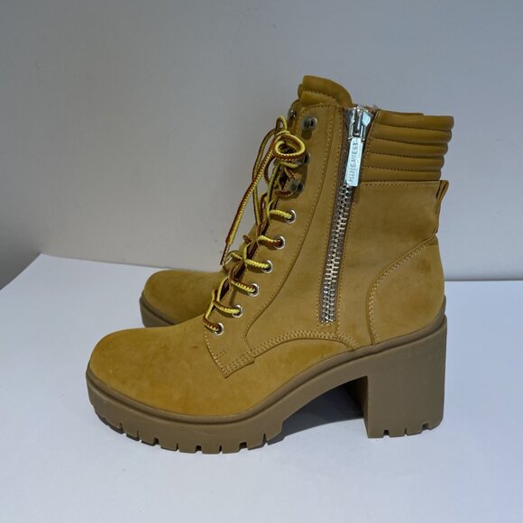 VTG Y2K Nine West Lace-Up Lug Sole Combat Boots Size 11M Beige Chunky Retro - Picture 7 of 12
